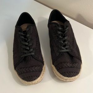 Black TOMS with rope sole